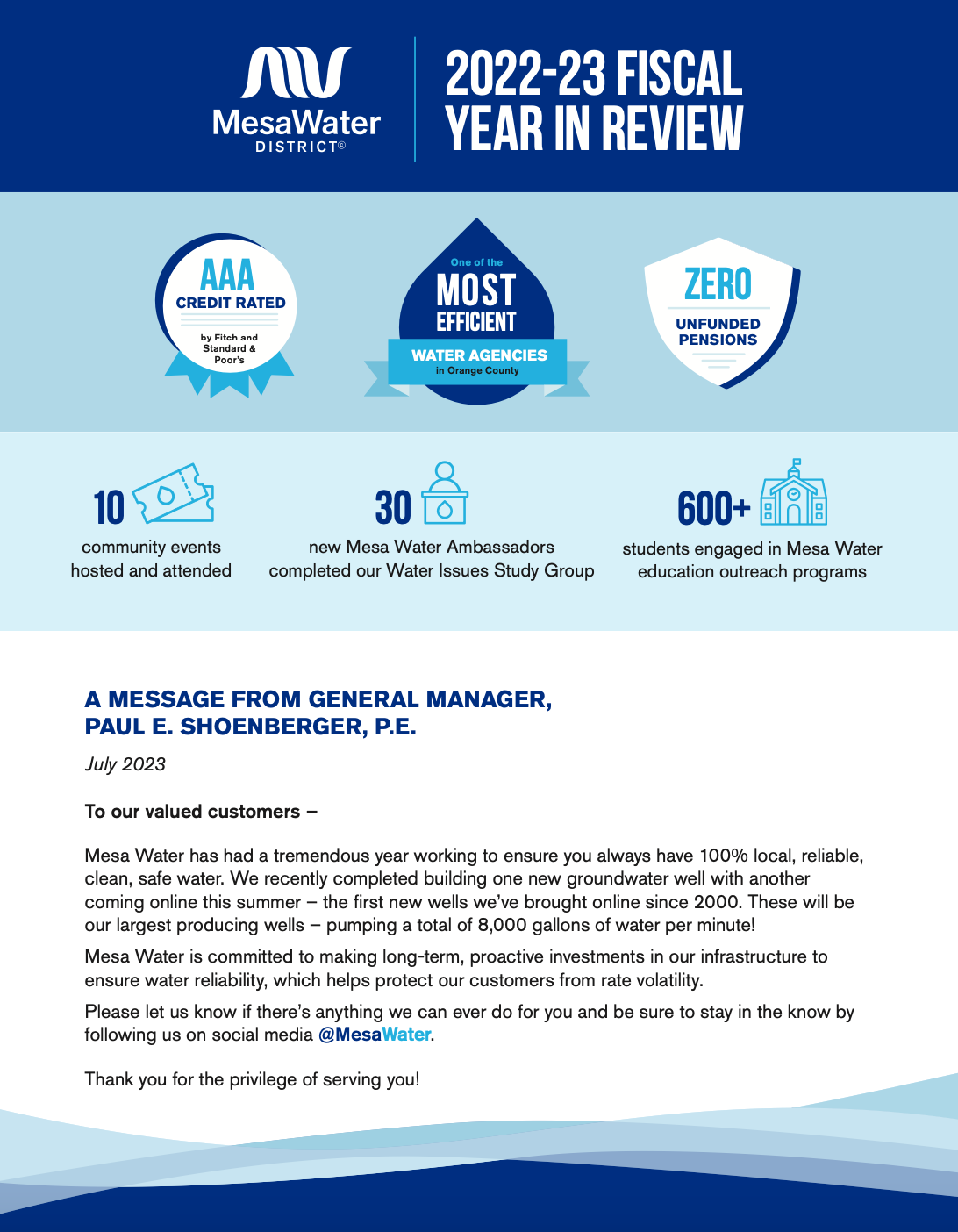 Cool Facts, and a Glossary of Water Terminology Mesa Water District